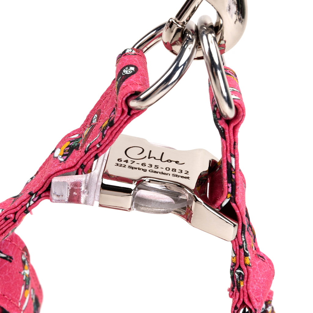 100% Cotton Adjustable Step In Dog Harness Silver Sally the nightmare before Christmas detail