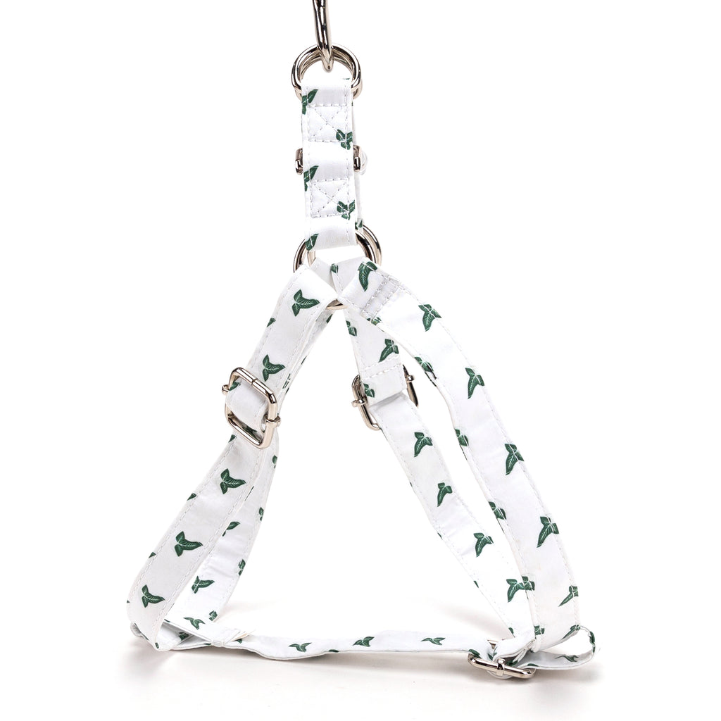 100% Cotton Adjustable Step-In Dog Harness Silver Elven Leaf LOTR side