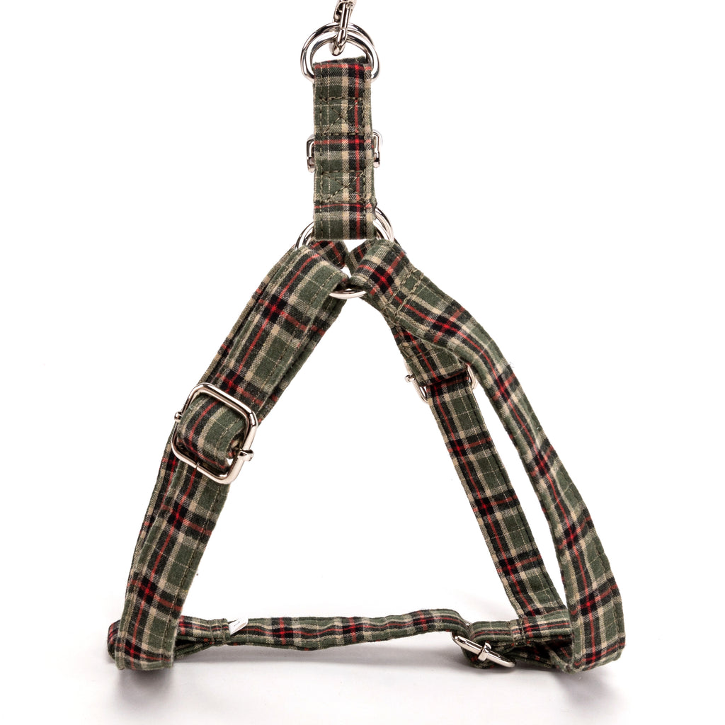 MacPherson Hunting Green Step in Dog Harness Organic Cotton Silver side