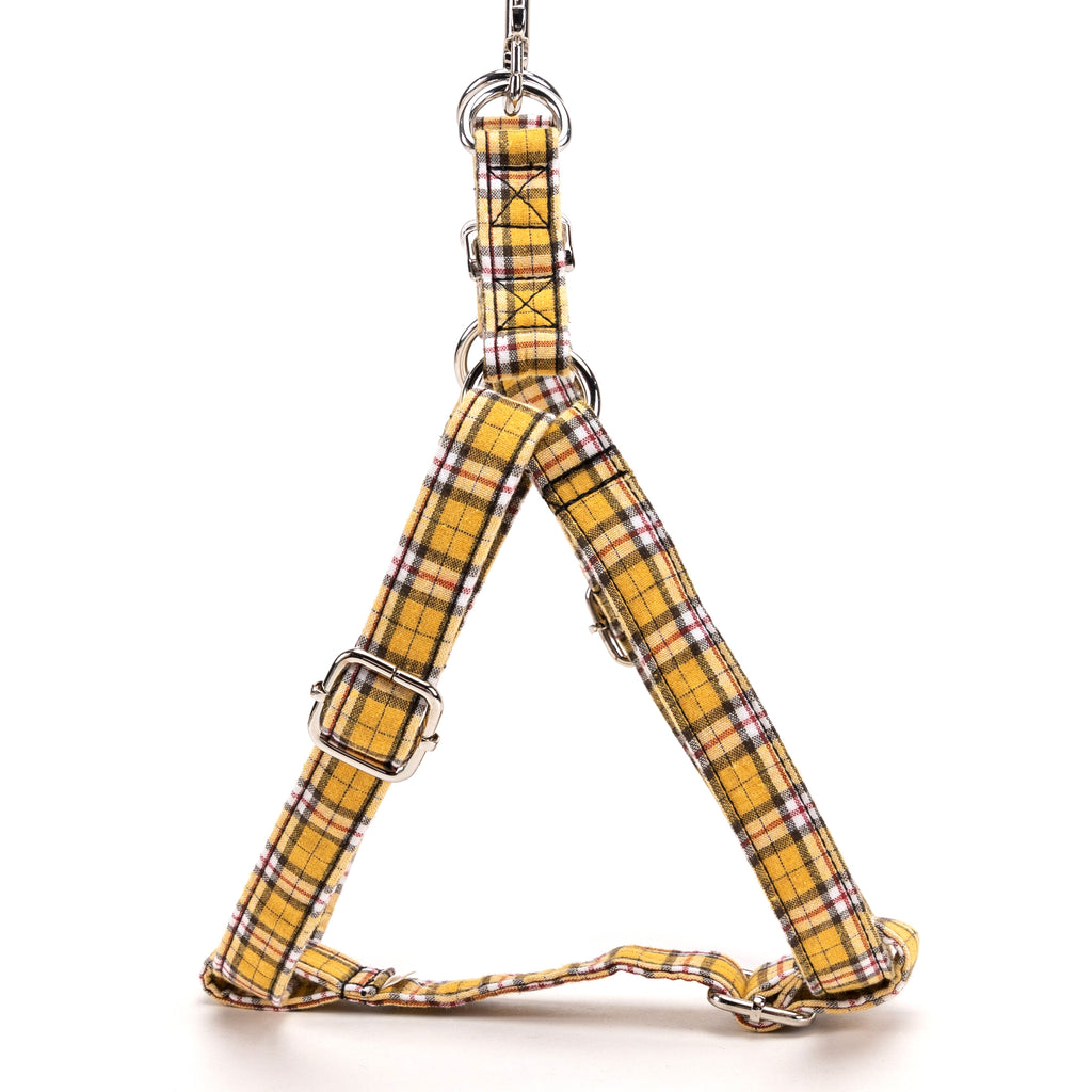 MacPherson Hunting Yellow Step in Dog Harness Organic Cotton Silver side