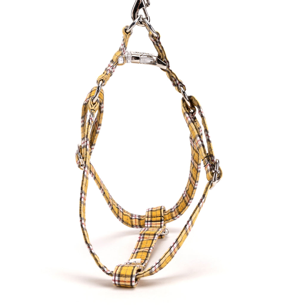 MacPherson Hunting Yellow Step in Dog Harness Organic Cotton Silver top