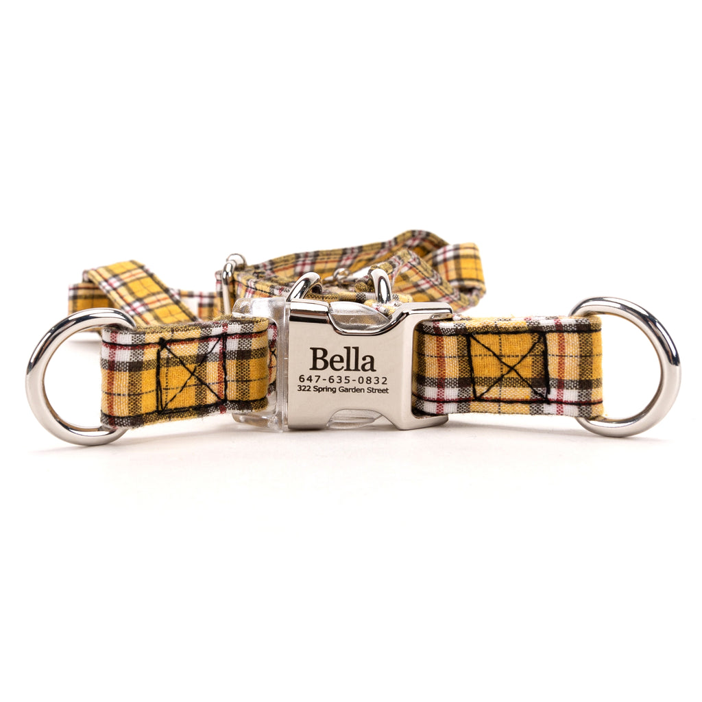MacPherson Hunting Yellow Step in Dog Harness Organic Cotton Silver main