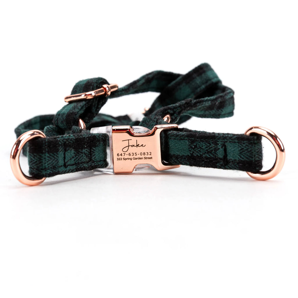 100% Cotton Adjustable Step-In Dog Harness Rose Gold Black Watch Army main