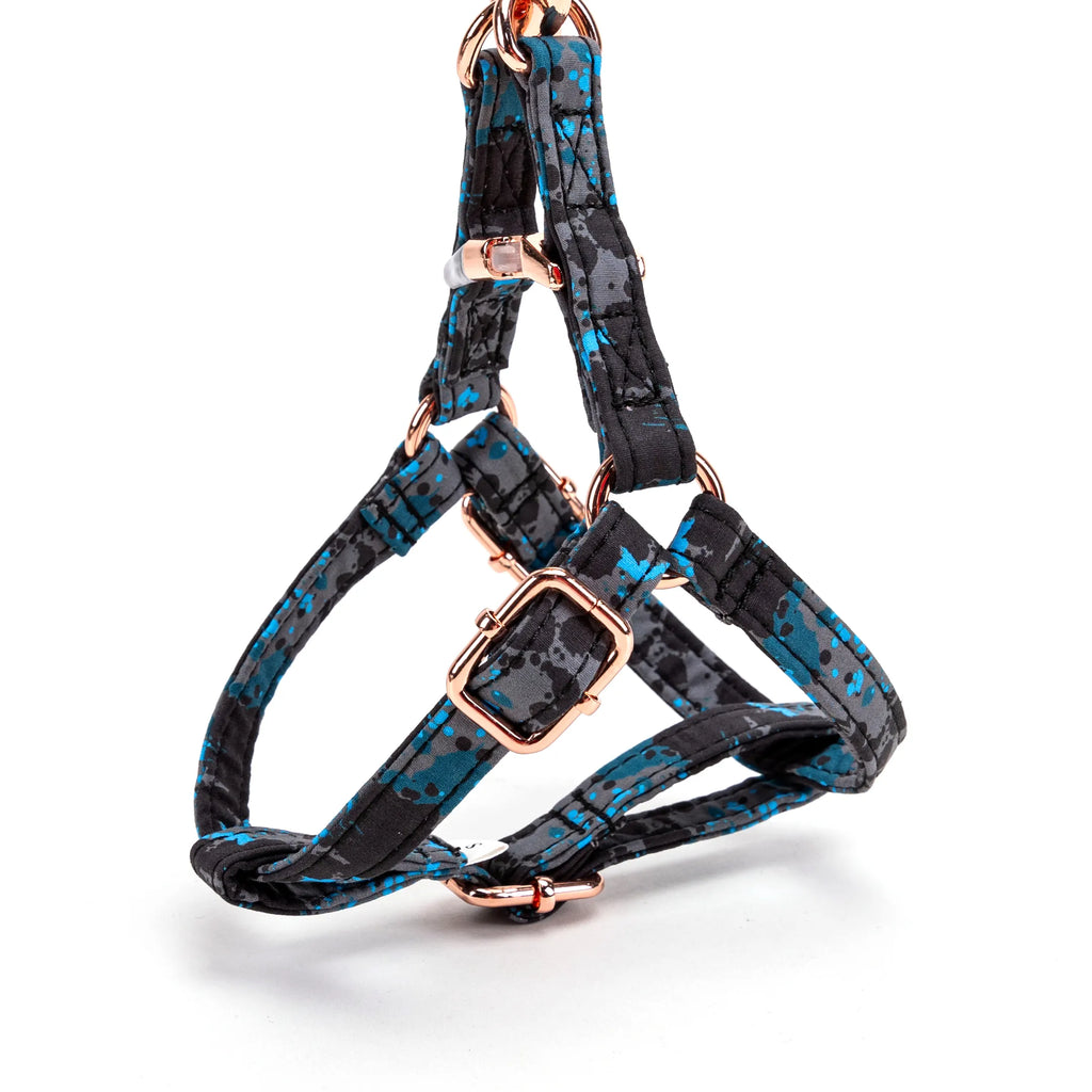 100% Cotton Adjustable Step-In Dog Harness Rose Gold Camouflage side view