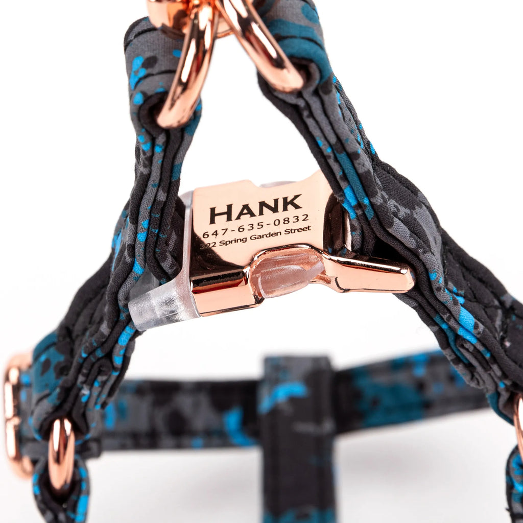 100% Cotton Adjustable Step-In Dog Harness Rose Gold Camouflage buckle