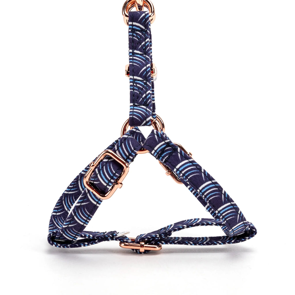 100% Cotton Adjustable Step-In Dog Harness Rose Gold Moon Tide side