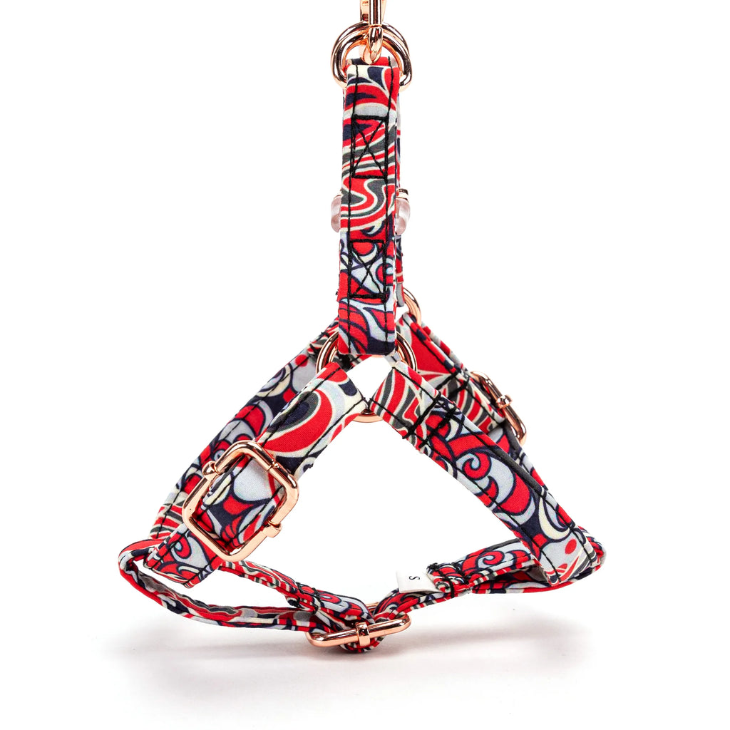 100% Cotton Adjustable Step-In Dog Harness Rose Gold Impressionist side