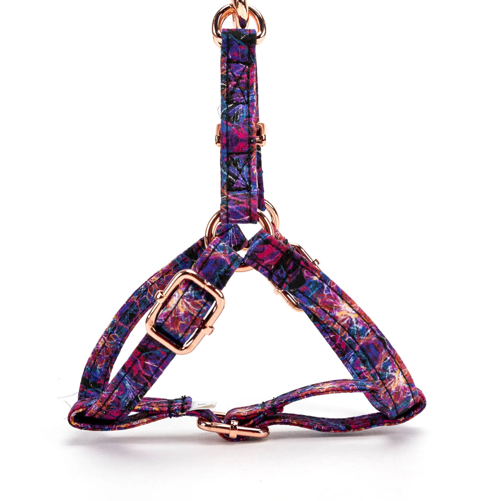 100% Cotton Adjustable Step-In Dog Harness Rose Gold Nebula side