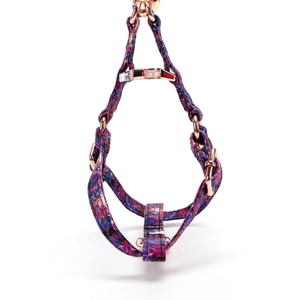 100% Cotton Adjustable Step-In Dog Harness Rose Gold Nebula back