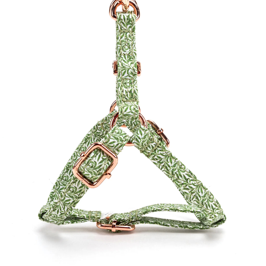 100% Cotton Adjustable Step-In Dog Harness Rose Gold Willow Bough side