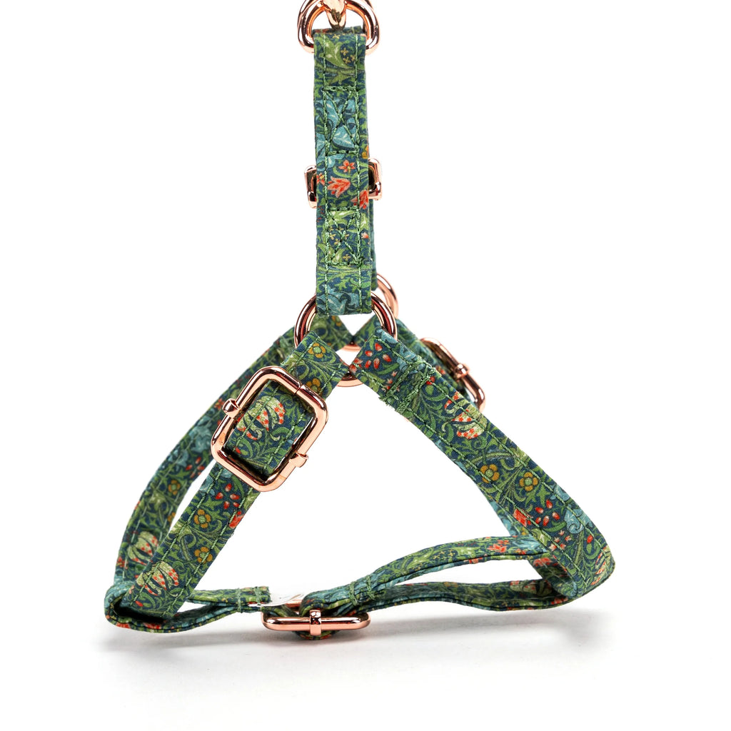 100% Cotton Adjustable Step-In Dog Harness Rose Gold Golden Lily side