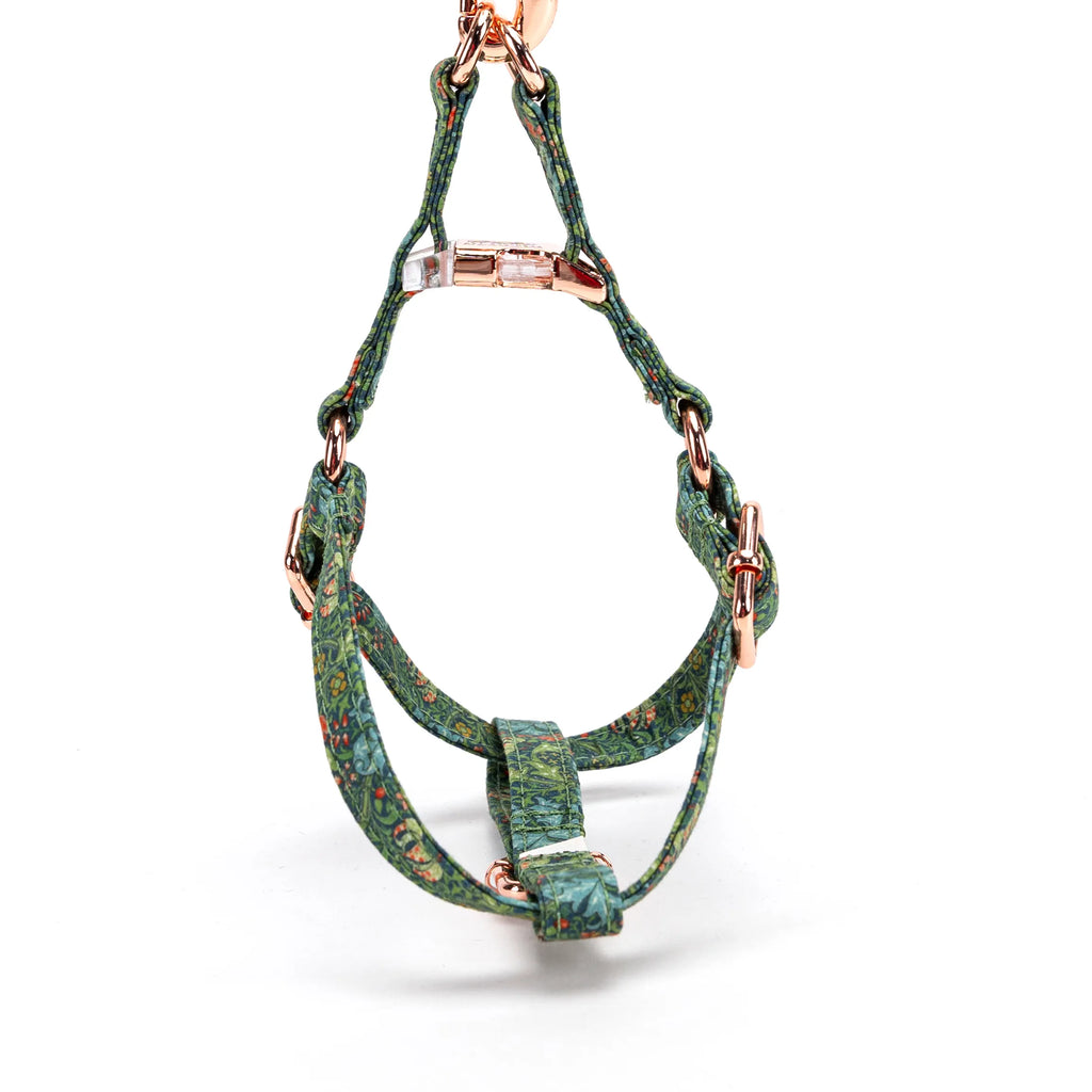 100% Cotton Adjustable Step-In Dog Harness Rose Gold Golden Lily back