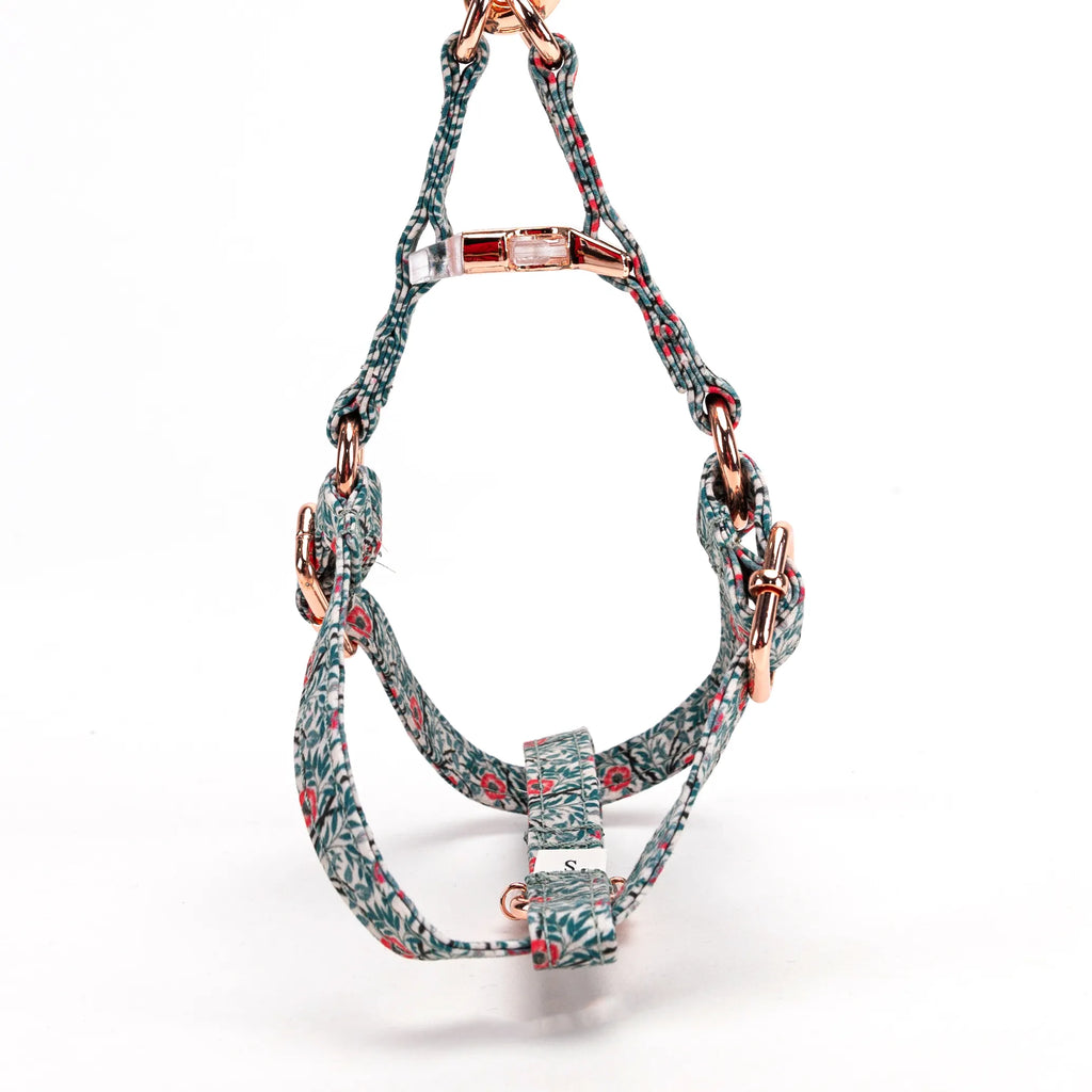 100% Cotton Adjustable Step-In Dog Harness Rose Gold Sweet Briar back