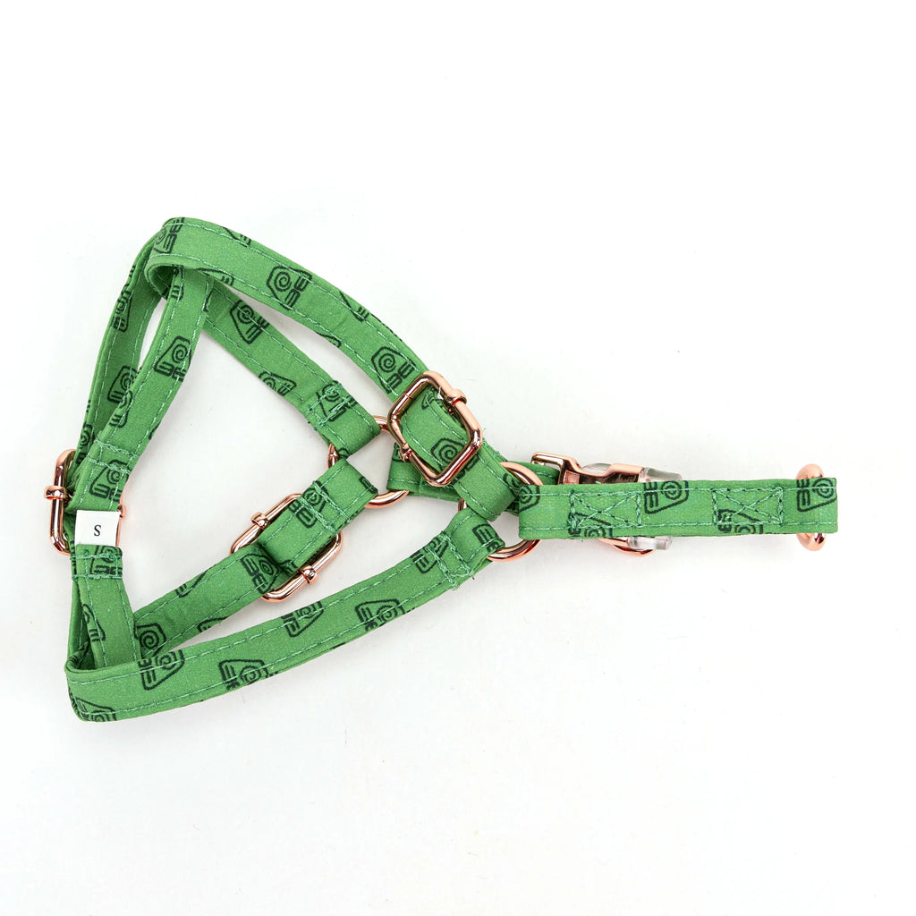 100% Cotton Adjustable Step-In Dog Harness Rose Gold Avatar Earth Kingdom lying flat