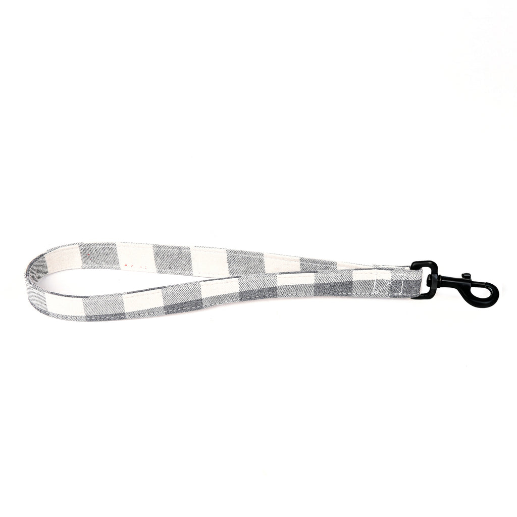 100% Cotton Adjustable Dog Lead Black   Plaid Grey main