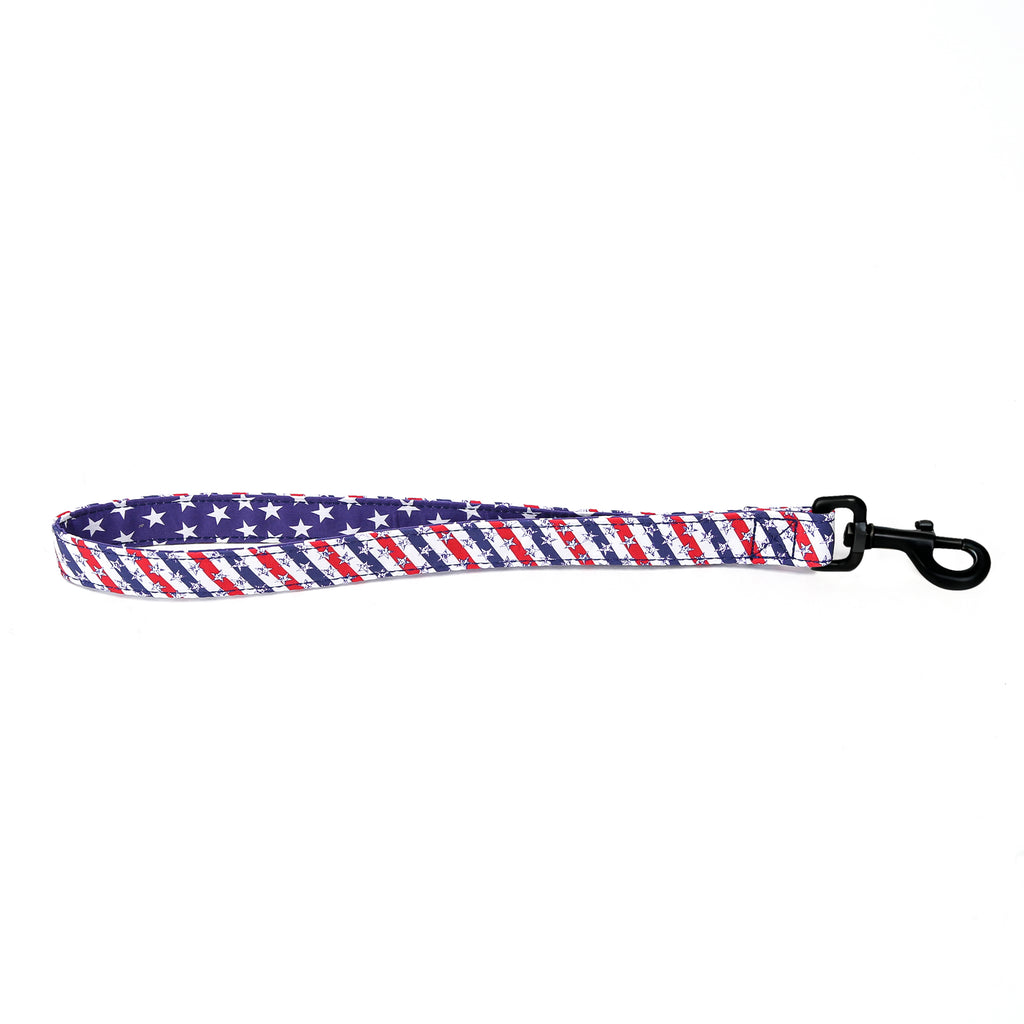 100% Cotton Adjustable Dog Lead Black  Stars and Stripes main
