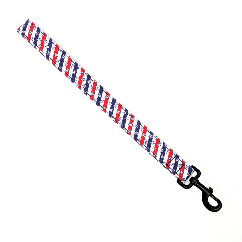 100% Cotton Adjustable Dog Lead Black  Stars and Stripes front