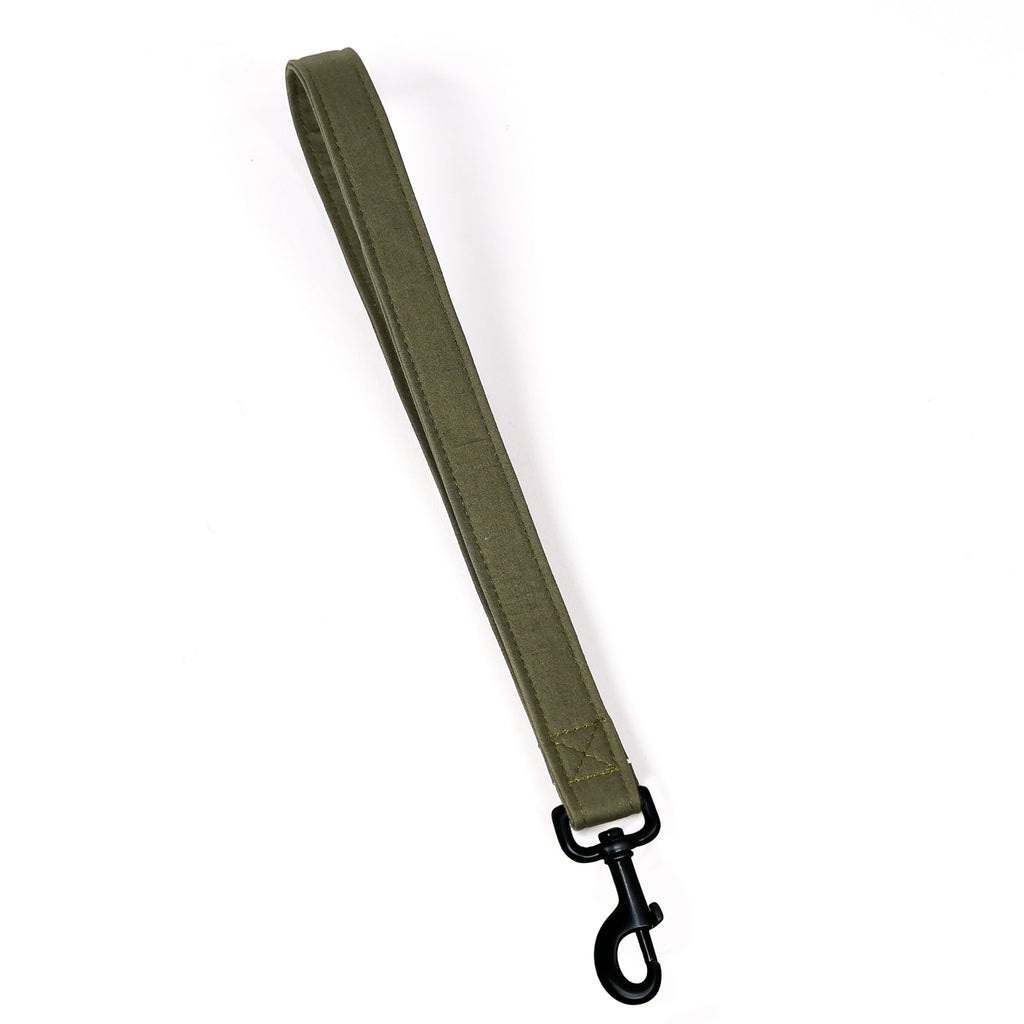 100% Cotton Adjustable Dog Lead Black   Military Green front