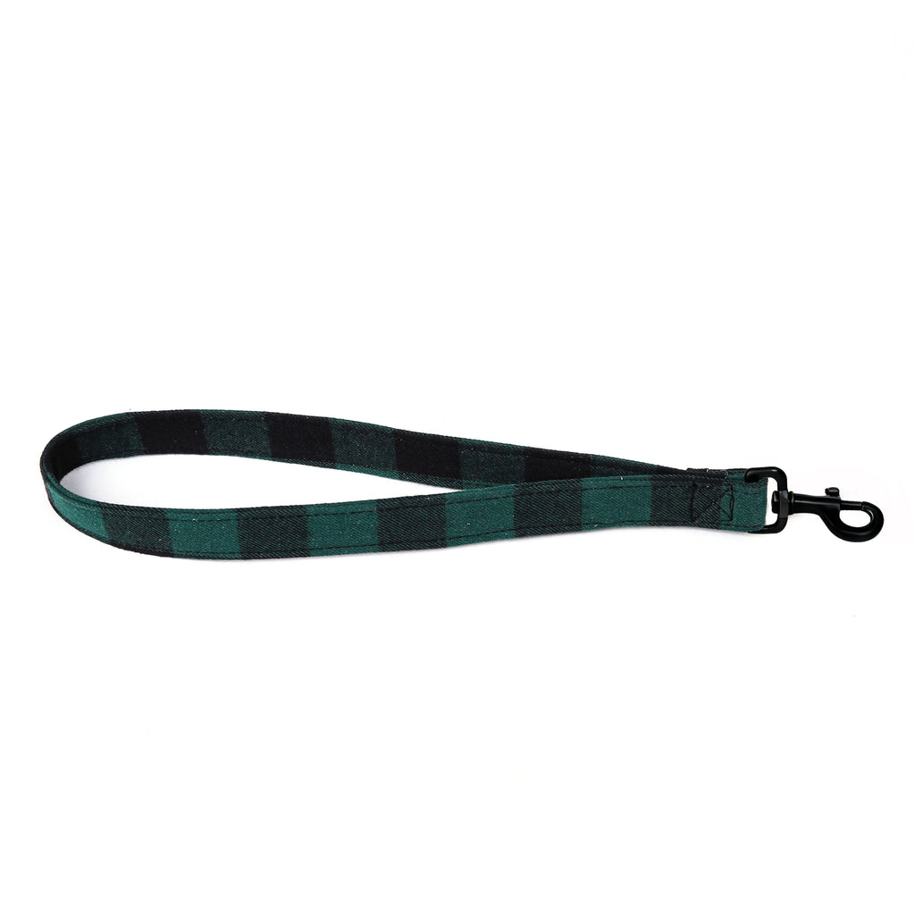 100% Cotton Adjustable Dog Lead Black  Plaid Green main
