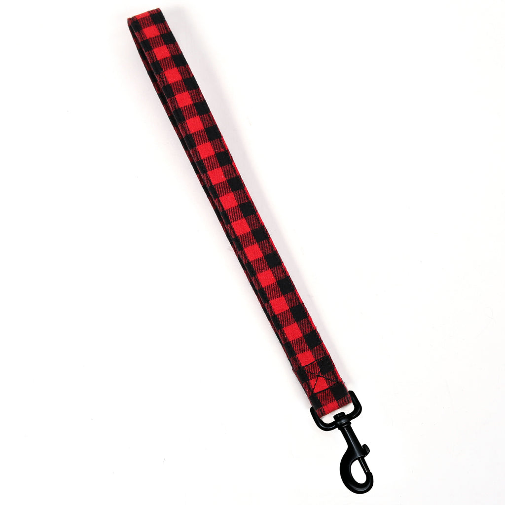 Traffic Leash 100% Cotton Hand Crafted Pet Traffic Lead  Buffalo Plaid Red front
