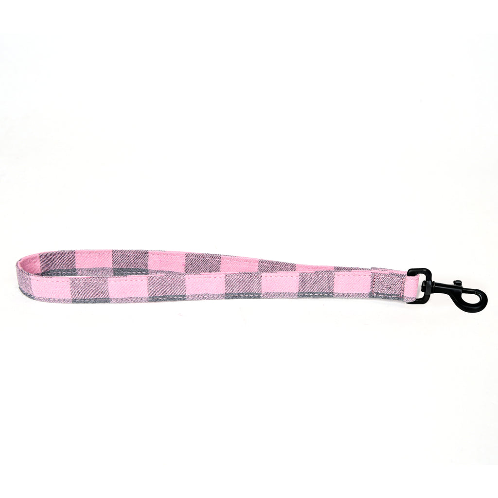 100% Cotton Adjustable Dog Lead Black  Plaid Pink main
