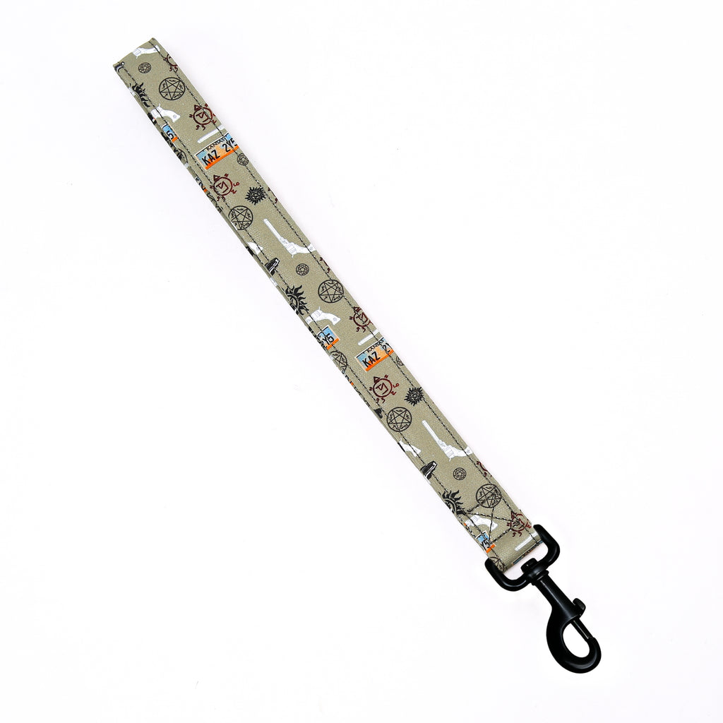 100% Cotton Adjustable Dog Lead Black Supernatural front