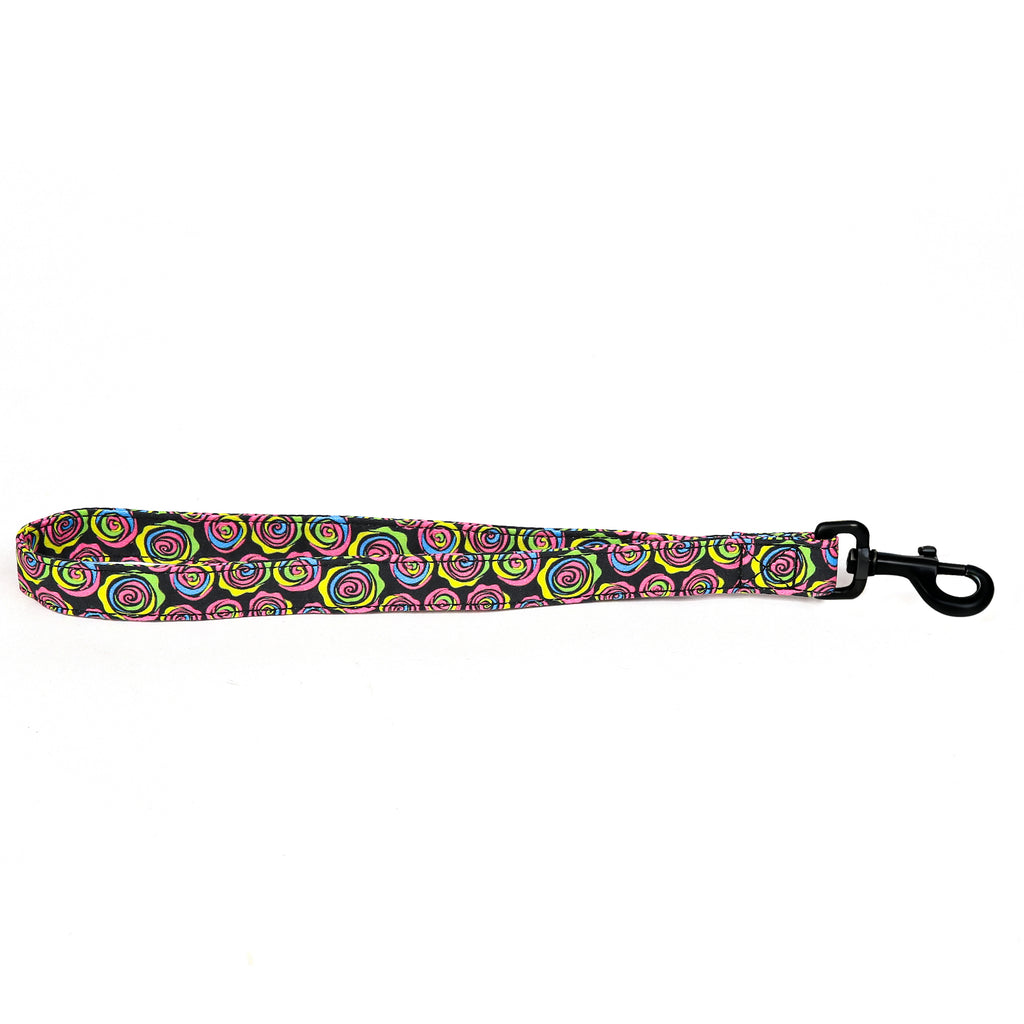 100% Cotton Adjustable Dog Lead Black  Roses main
