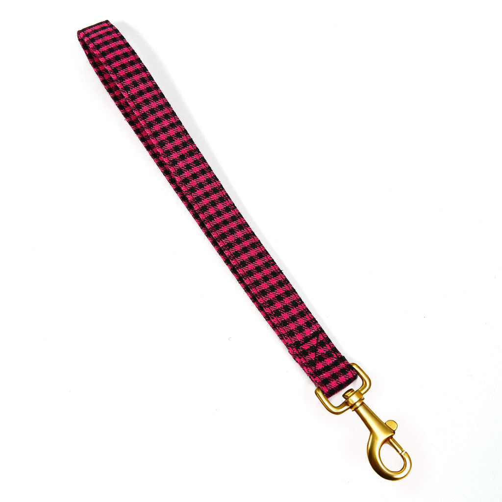 100% Cotton Adjustable Dog Lead Gold  Shepherd Fuschia front