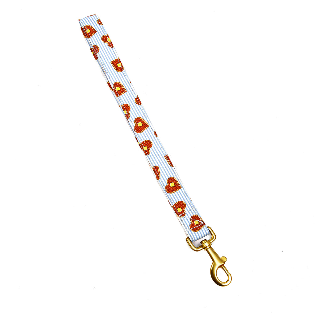100% Cotton Adjustable Dog Lead Gold   Butter Waffles front