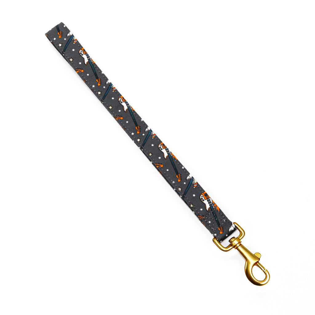 100% Cotton Adjustable Dog Lead Gold Guitar front