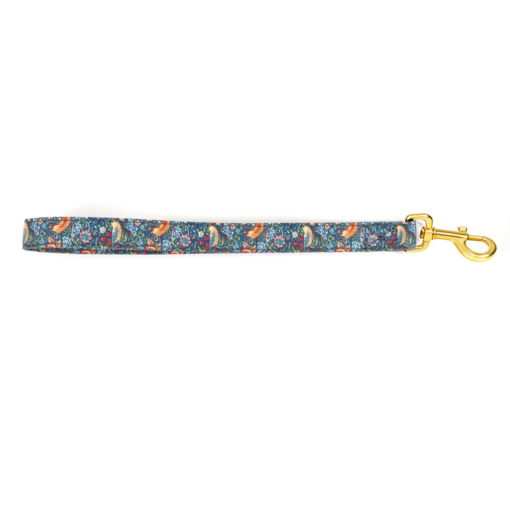 100% Cotton Adjustable Dog Lead Gold  Strawberry Thief main