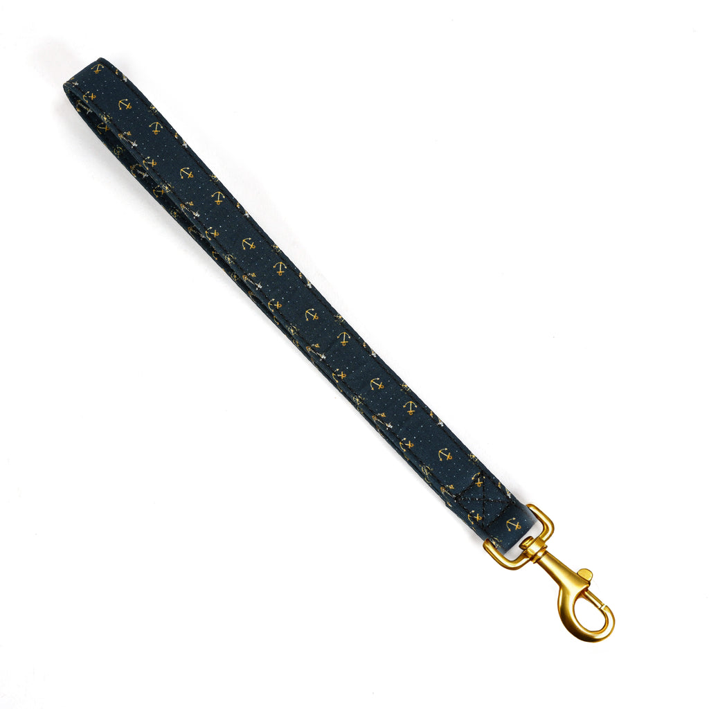100% Cotton Adjustable Dog Lead Gold Nautical front