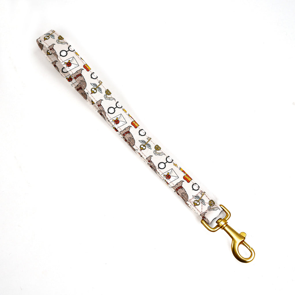 100% Cotton Adjustable Dog Lead Gold  Wizard School front