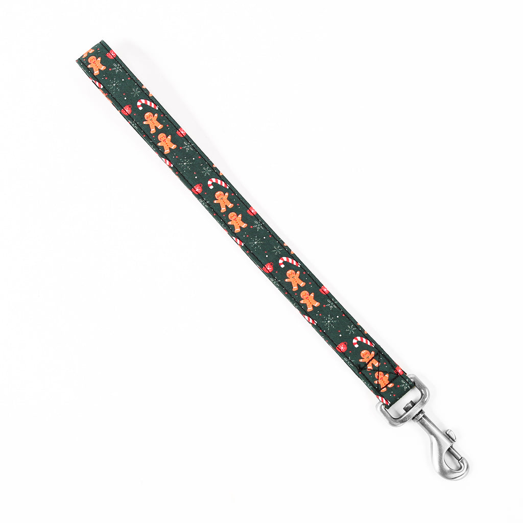 Traffic Leash 100% Cotton Hand Crafted Pet Traffic Lead Gingerbread Man front