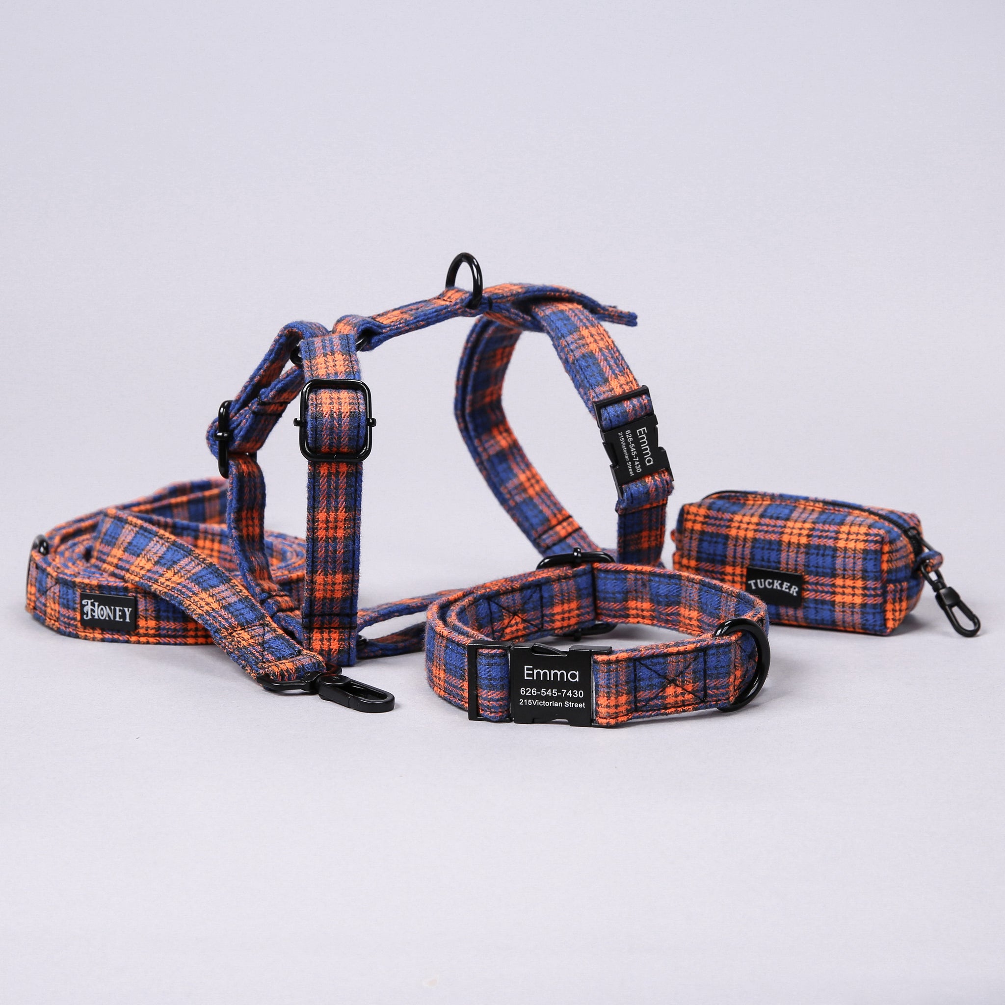 100% Cotton Adjustable No Pull Dog Harness Black MacDonald