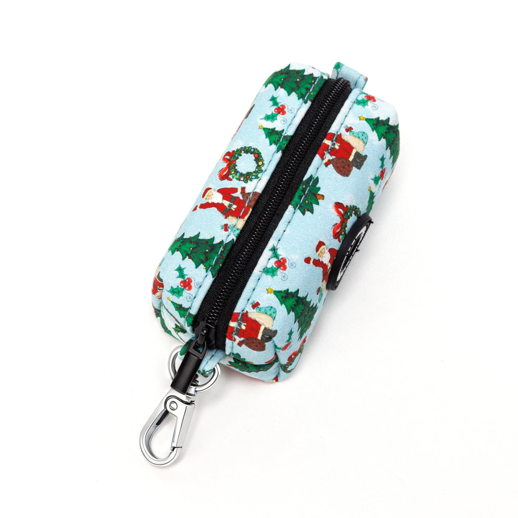100% Cotton Dog Poop Bag Holder Silver Santa Claus top