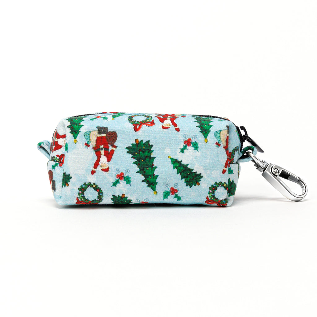 100% Cotton Dog Poop Bag Holder Silver Santa Claus back
